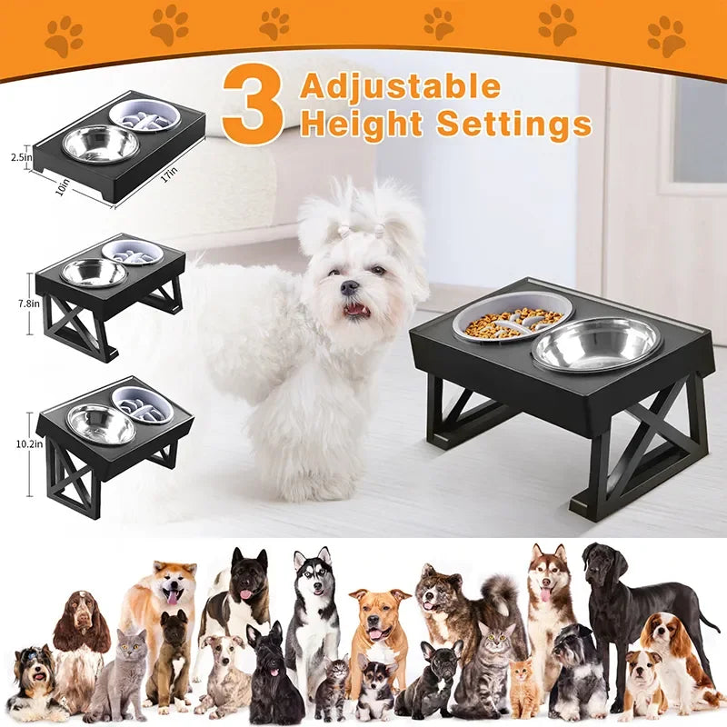 Dog Double Elevated and Adjustable Bowls