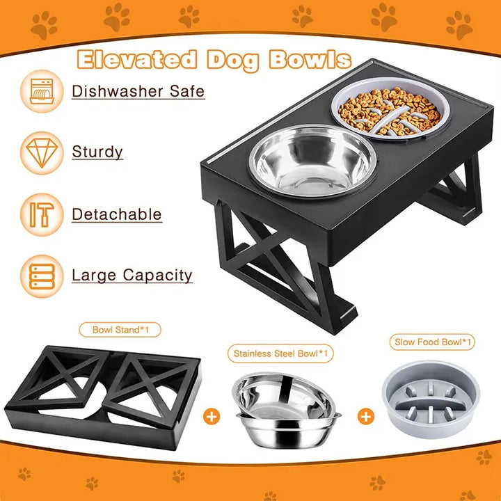 Dog Double Elevated and Adjustable Bowls