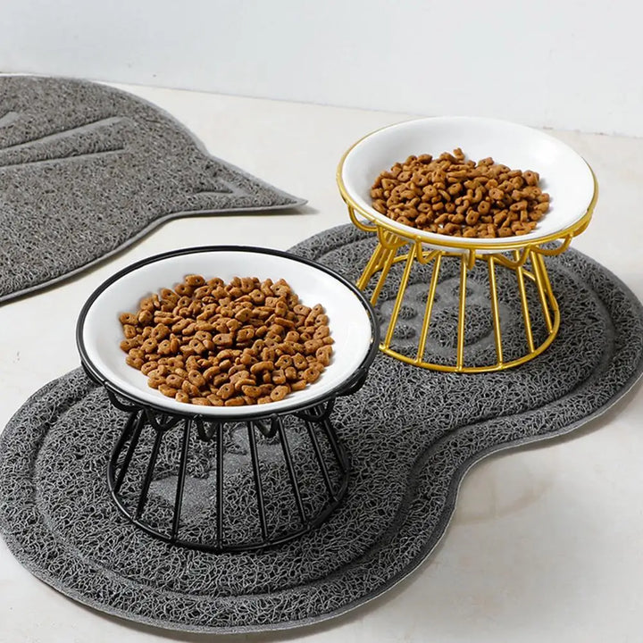 Cat Bowl Elevated Ceramic Raised Iron